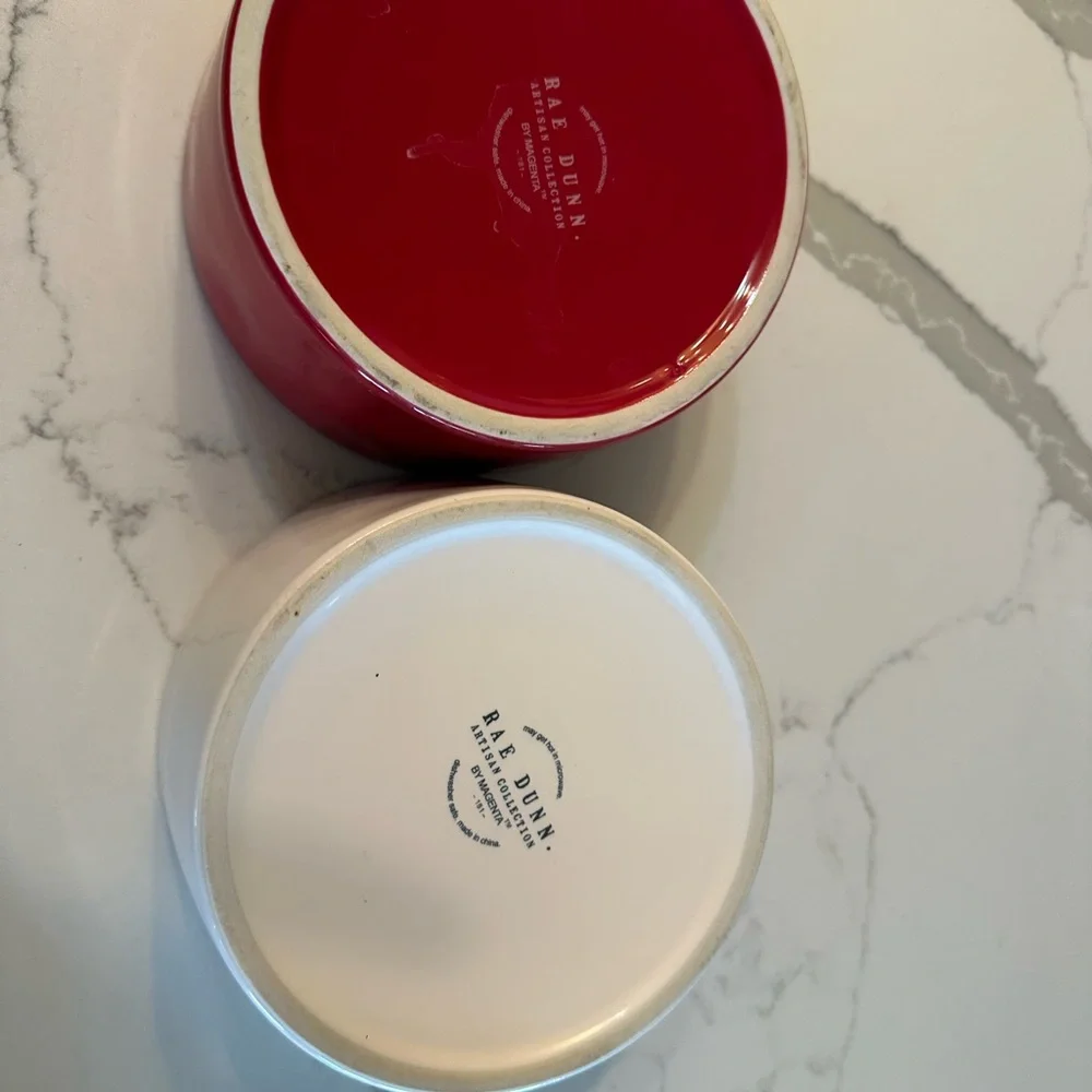 Red and White Dog Bowls